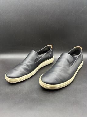 ECCO Soft 7 Womens 37 Black Leather Slip On Sneakers Comfort Walking Shoes